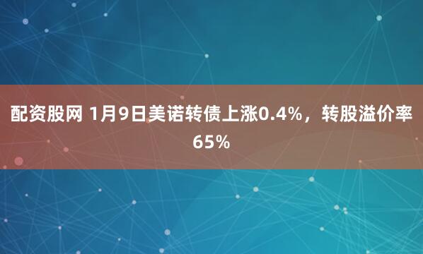 配资股网 1月9日美诺转债上涨0.4%，转股溢价率65%